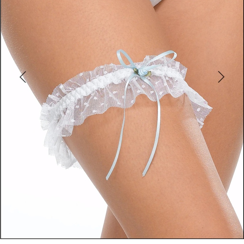 NWOT Hanky Panky Women’s Dotted Tulle Garter Bride Bridal Wedding White Blue